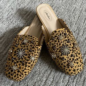 Brand new Atalina cheetah patterned beaded mules
